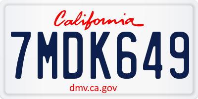 CA license plate 7MDK649