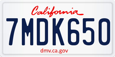CA license plate 7MDK650
