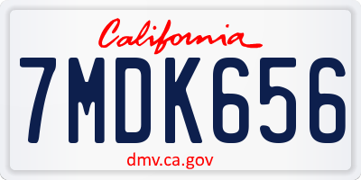 CA license plate 7MDK656