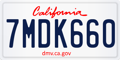 CA license plate 7MDK660