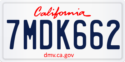 CA license plate 7MDK662