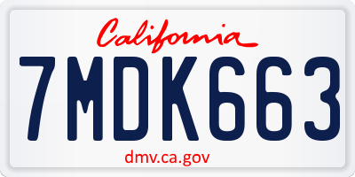 CA license plate 7MDK663