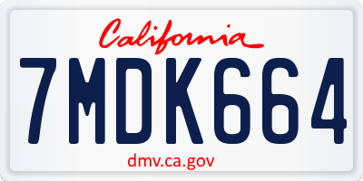 CA license plate 7MDK664