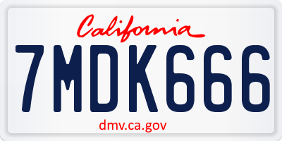 CA license plate 7MDK666