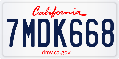 CA license plate 7MDK668