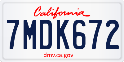 CA license plate 7MDK672