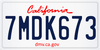 CA license plate 7MDK673