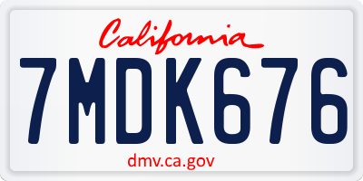 CA license plate 7MDK676