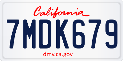 CA license plate 7MDK679