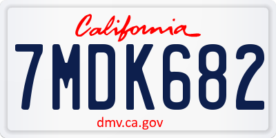 CA license plate 7MDK682