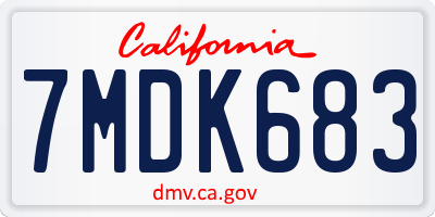 CA license plate 7MDK683