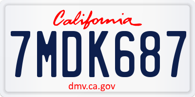 CA license plate 7MDK687