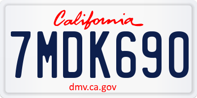 CA license plate 7MDK690