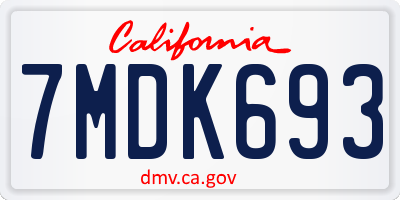 CA license plate 7MDK693