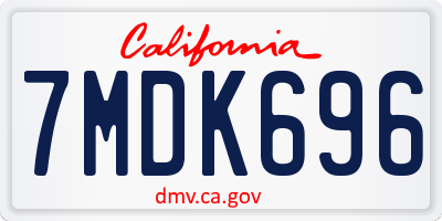CA license plate 7MDK696