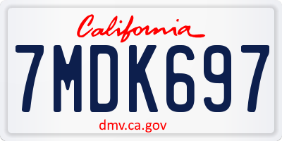 CA license plate 7MDK697