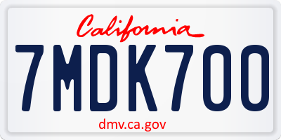 CA license plate 7MDK700