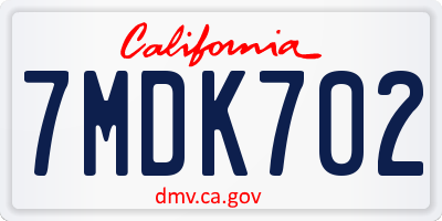 CA license plate 7MDK702
