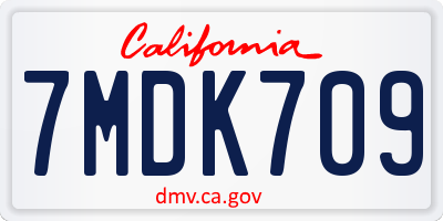 CA license plate 7MDK709