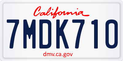 CA license plate 7MDK710