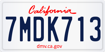 CA license plate 7MDK713