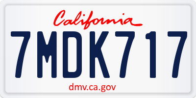 CA license plate 7MDK717