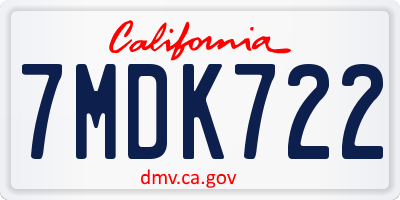 CA license plate 7MDK722