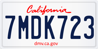 CA license plate 7MDK723