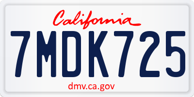 CA license plate 7MDK725