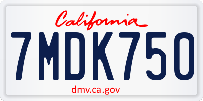 CA license plate 7MDK750