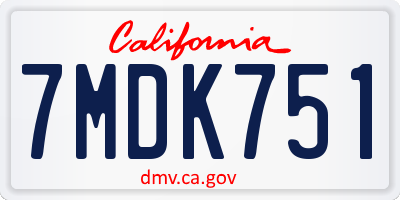 CA license plate 7MDK751
