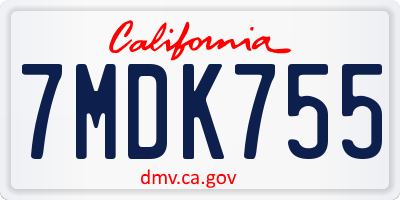 CA license plate 7MDK755