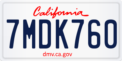 CA license plate 7MDK760