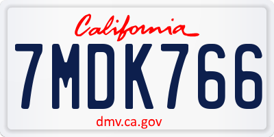 CA license plate 7MDK766