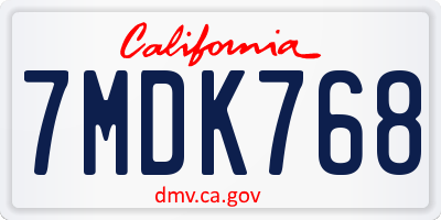 CA license plate 7MDK768