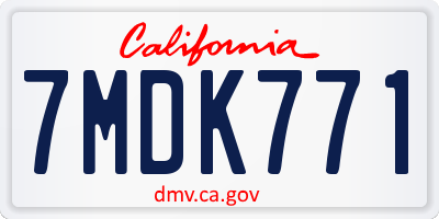 CA license plate 7MDK771