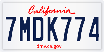 CA license plate 7MDK774