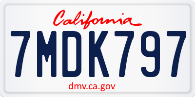 CA license plate 7MDK797
