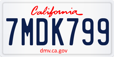 CA license plate 7MDK799