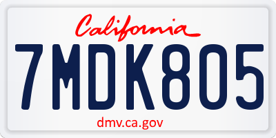CA license plate 7MDK805