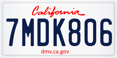 CA license plate 7MDK806