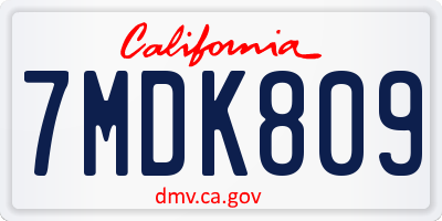 CA license plate 7MDK809