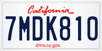 CA license plate 7MDK810