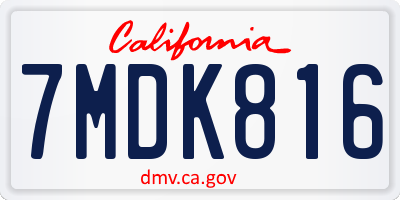 CA license plate 7MDK816