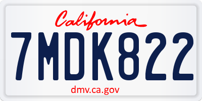 CA license plate 7MDK822