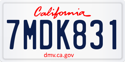 CA license plate 7MDK831