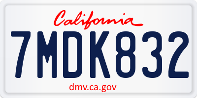 CA license plate 7MDK832