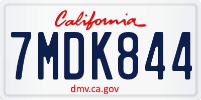 CA license plate 7MDK844
