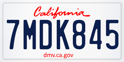 CA license plate 7MDK845