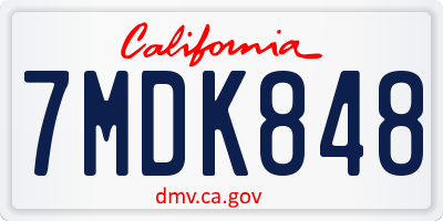 CA license plate 7MDK848
